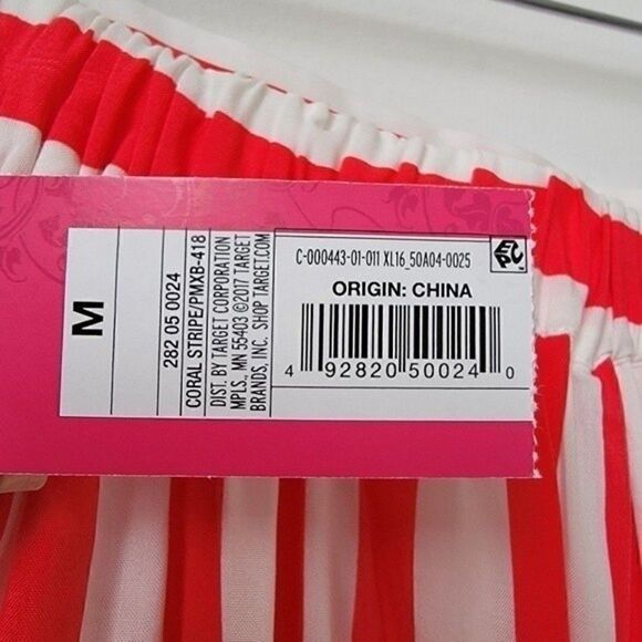 NWT XHILARATION Ruffled Trim Skirt Coral Fuchsia White Striped Size M - Picture 11 of 11
